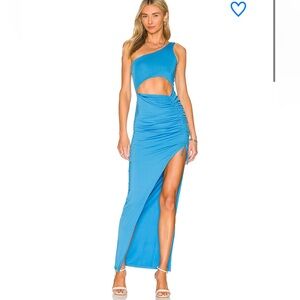 Chic Blue Maxi Superdown dress with Side Slit